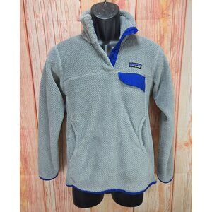 Patagonia Womens Synchilla Snap-T Fleece Pullover Gray & Blue Size S